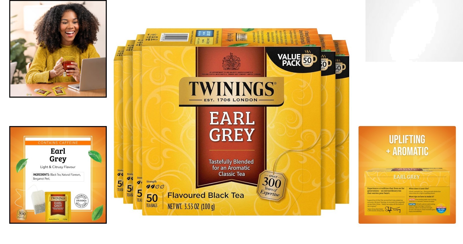 Elegant Earl Grey Black Tea – 50 Count Packs of 6, Infused with Bergamot Flavor