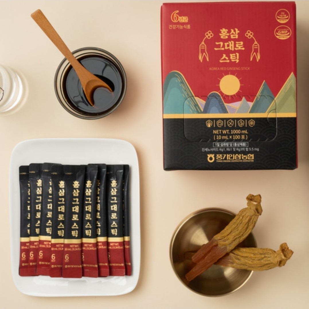 [Pung-gi Ginseng Nonghyup] Korean 6 Years Red Ginseng Pure Stick 10ml x 100 P