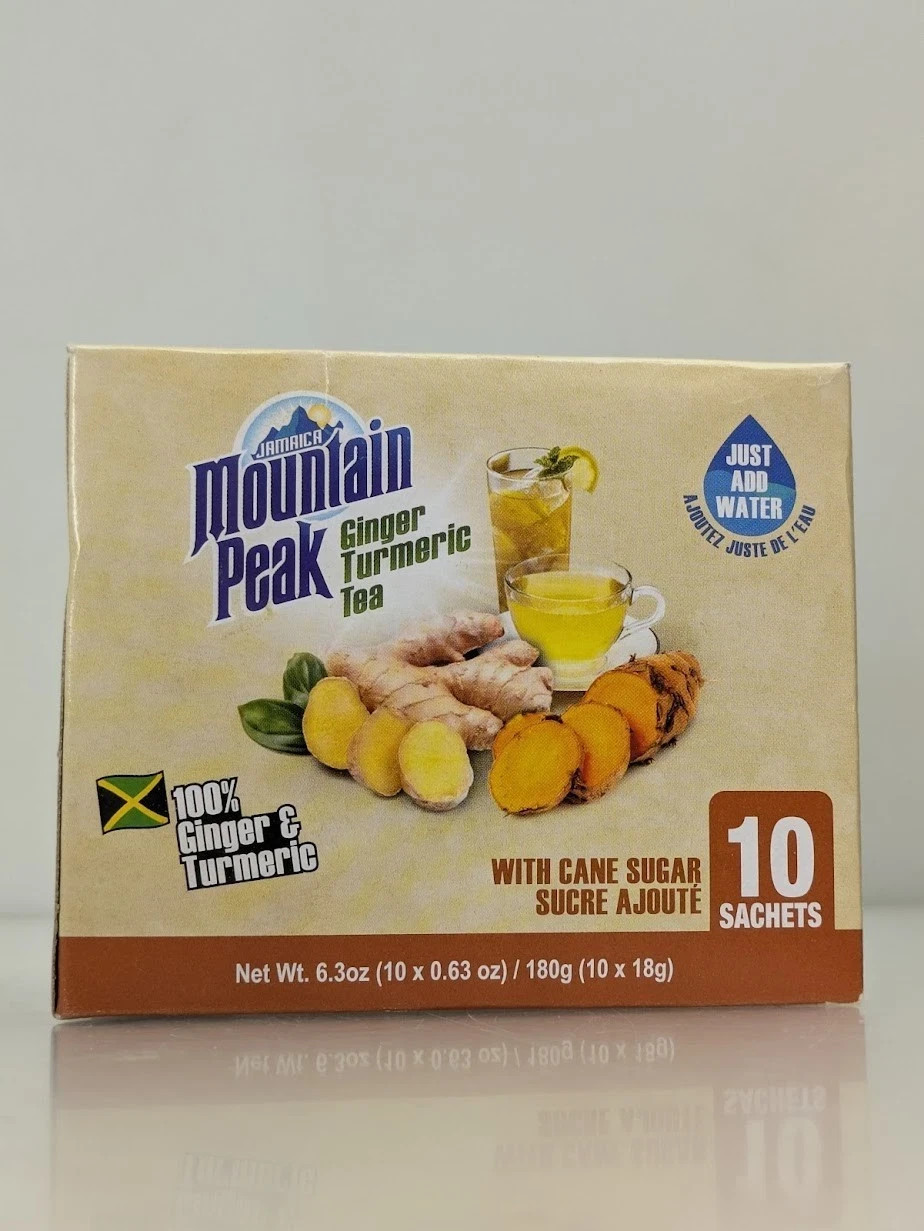 Jamaica Mountain Peak Ginger Turmeric Tea Keto Gluten-Free 20 Sachets Total