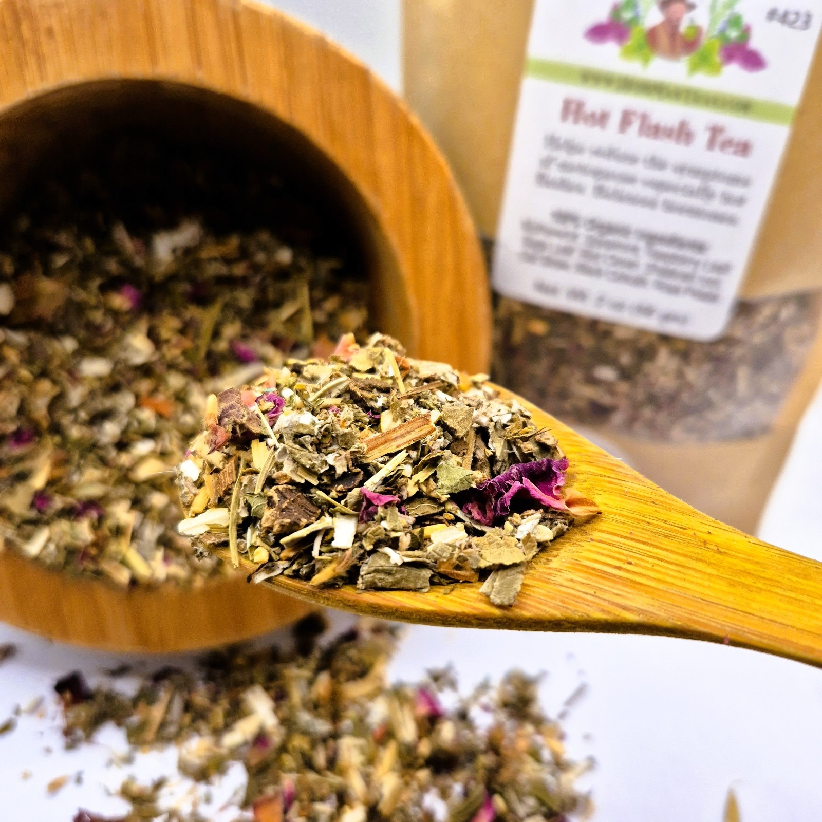 HOT FLASH TEA- for menopause symptoms, especially hot flashes. It works great!