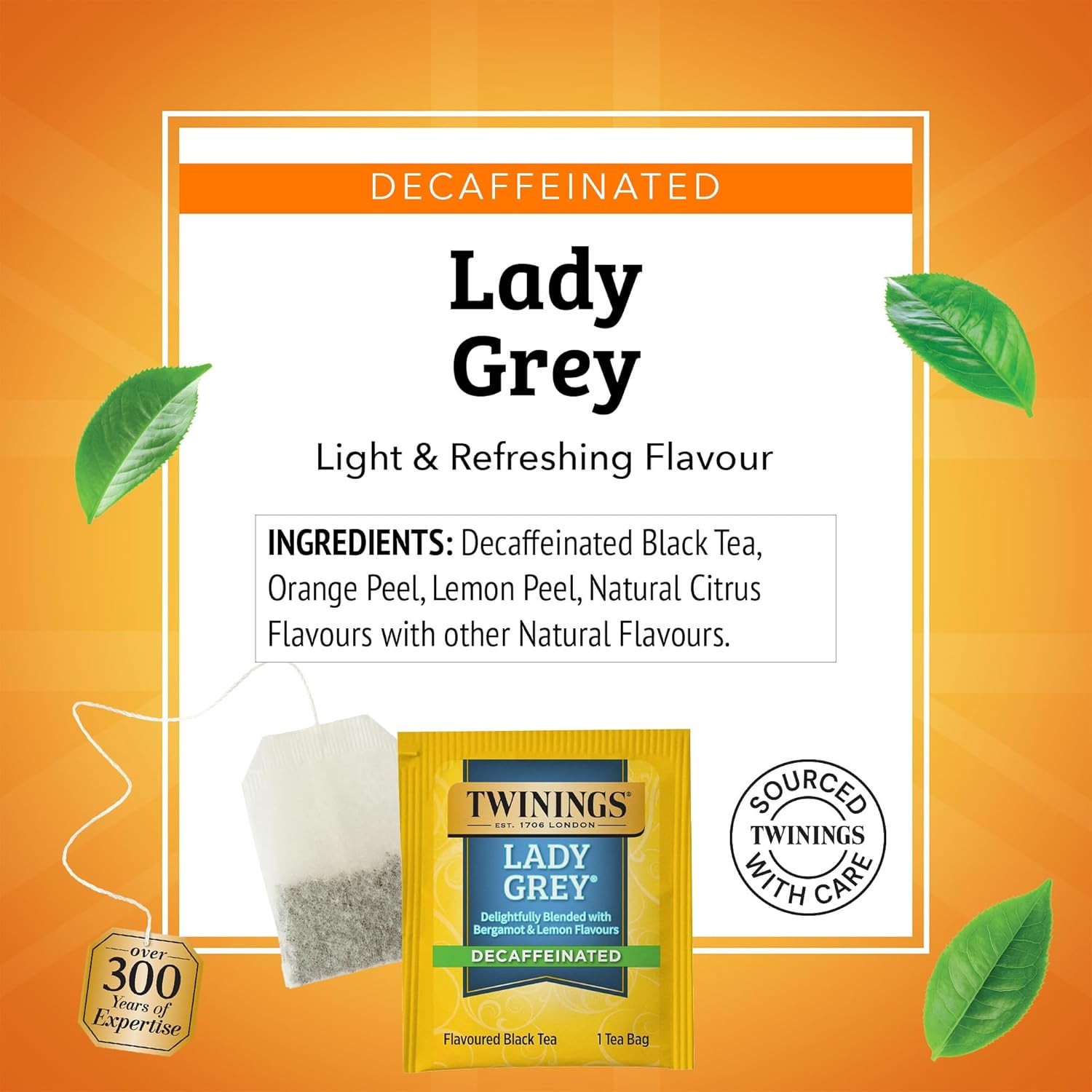 Lady Grey Black Tea Individually Wrapped Bags, 100 Count (Pack of 1), Orange Pee