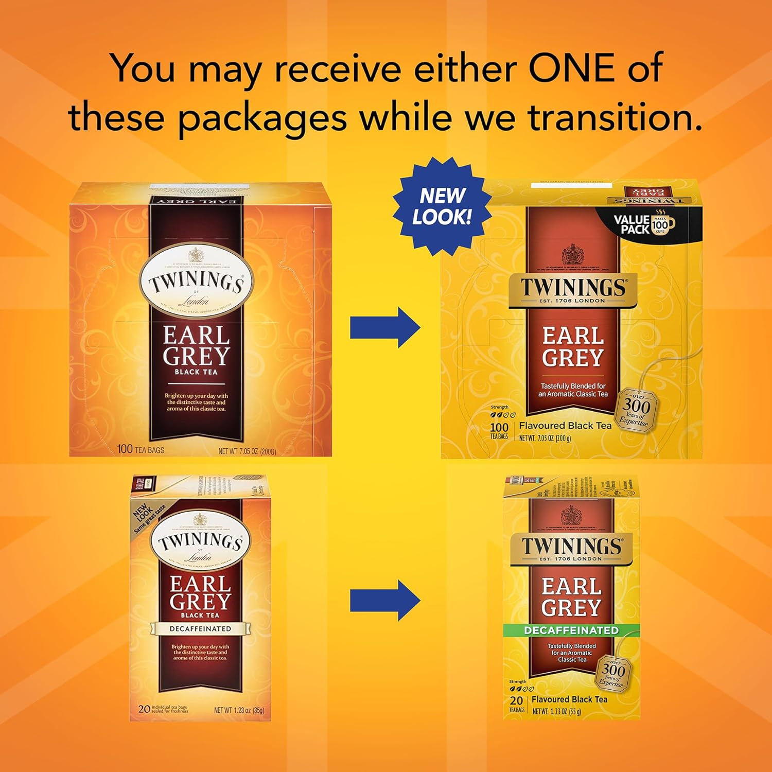 Twinings Earl Grey Tea Combo, Decaf 120 ct plus Classic Black 100 ct