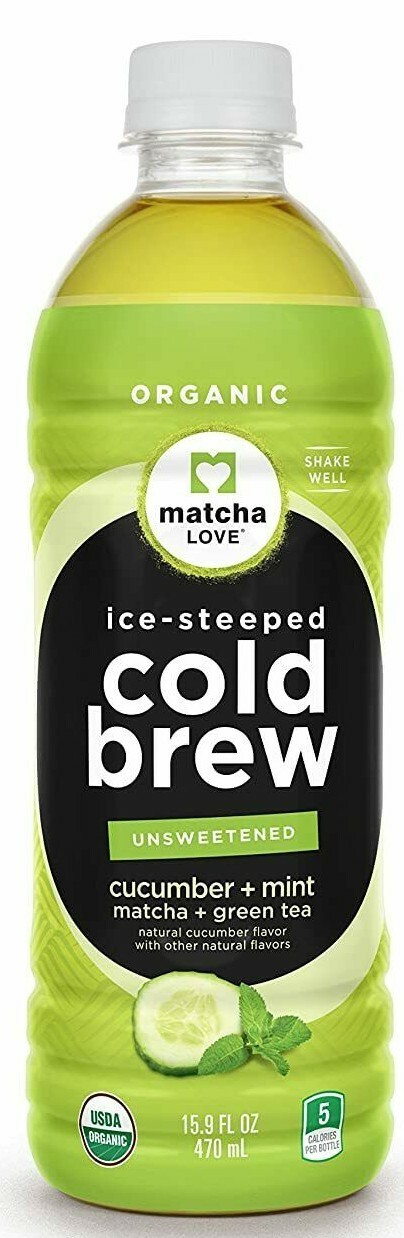 Matcha Love Organic Cold Brew Cucumber+ Mint Matcha Green Tea 15.9oz (Pack of 6)