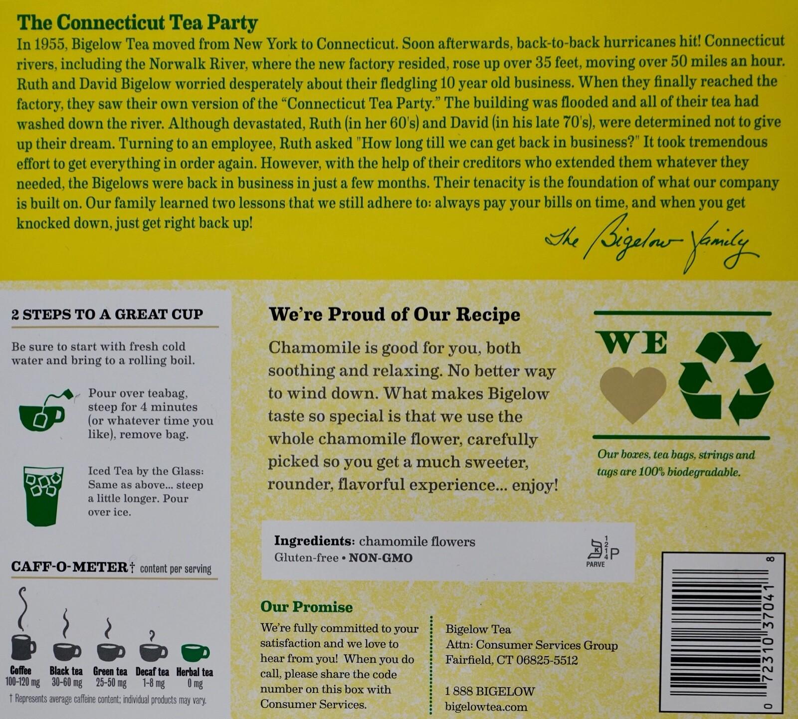 Bigelow Cozy Chamomile Herbal Tea Individually Wrapped Caffeine-Free, 100 Count