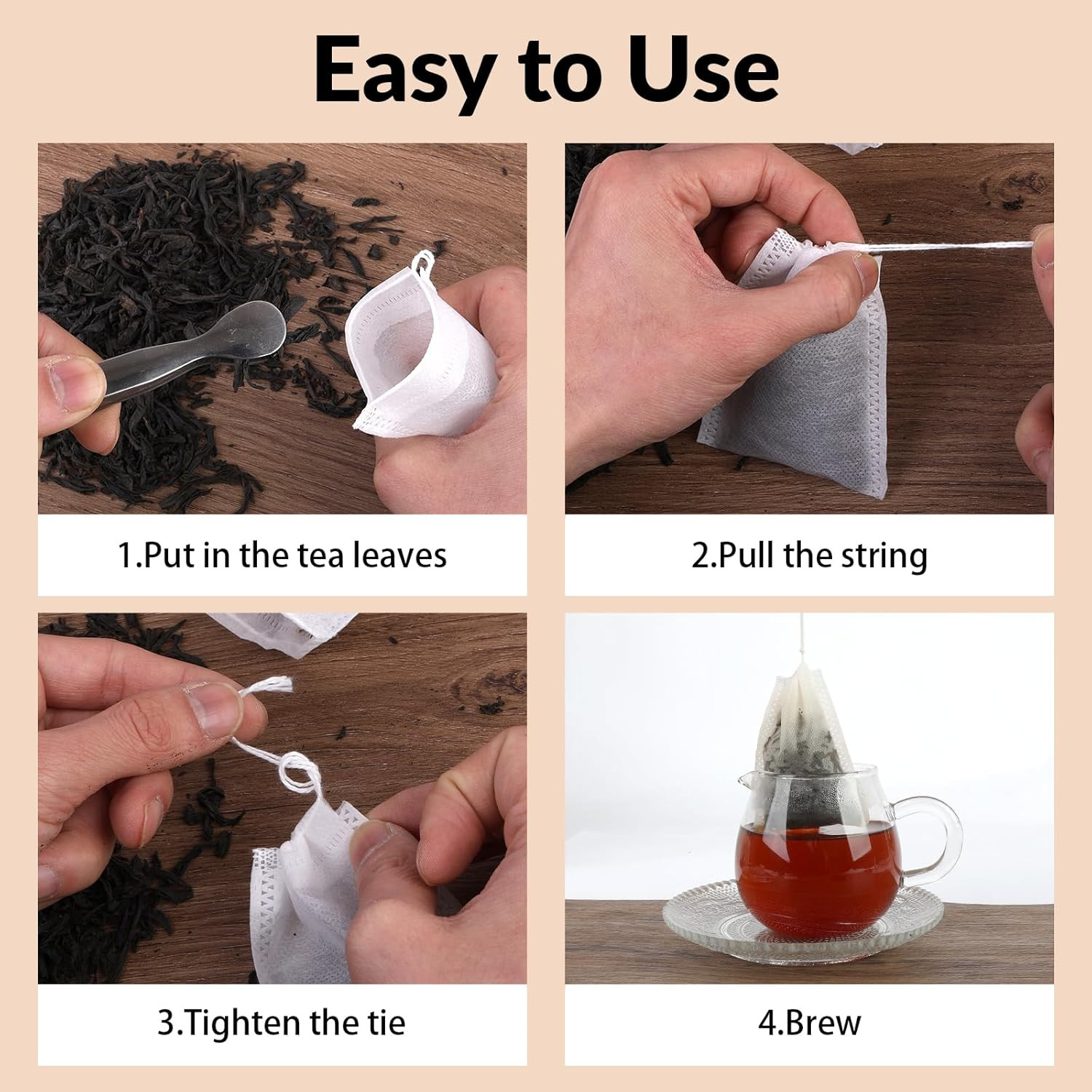 300 Pcs Disposable Tea Bags for Loose Leaf Tea, Food-Grade Tea Filter Sachets