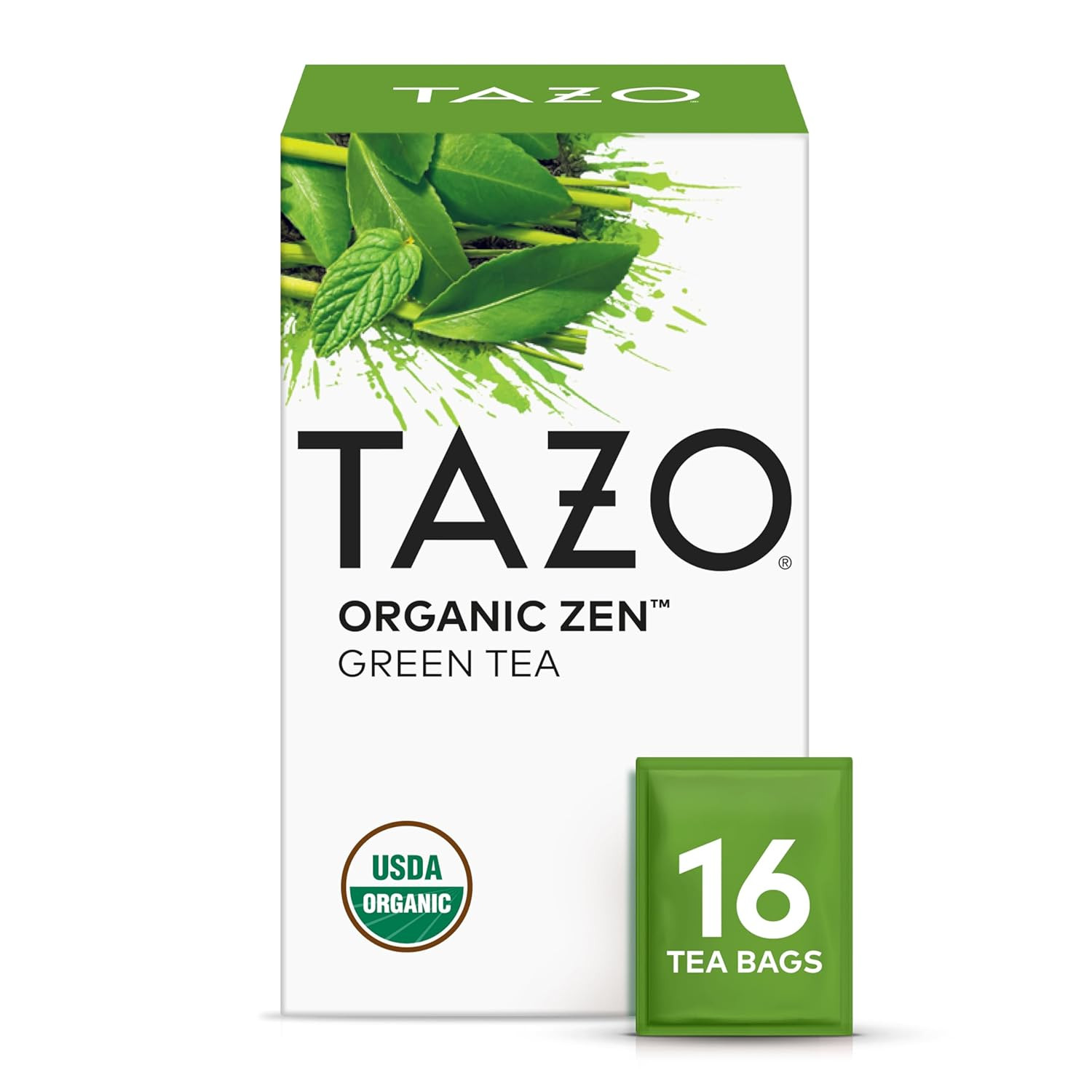 TAZO Organic Zen Green Tea, Caffeinated Tea with Refreshing Lemongrass & Spearmi