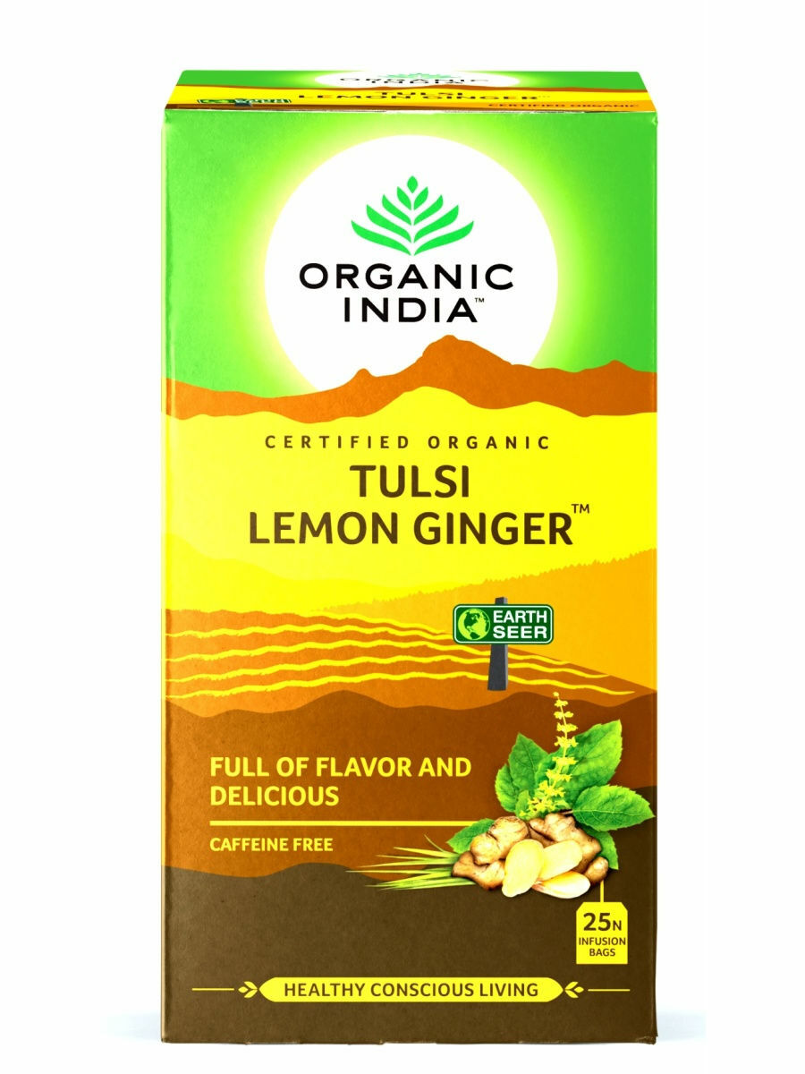 Lemon Ginger Tea EXP.6/2025 Organic India Tulsi 8 BOX 200 BAGS USA OFFICIAL