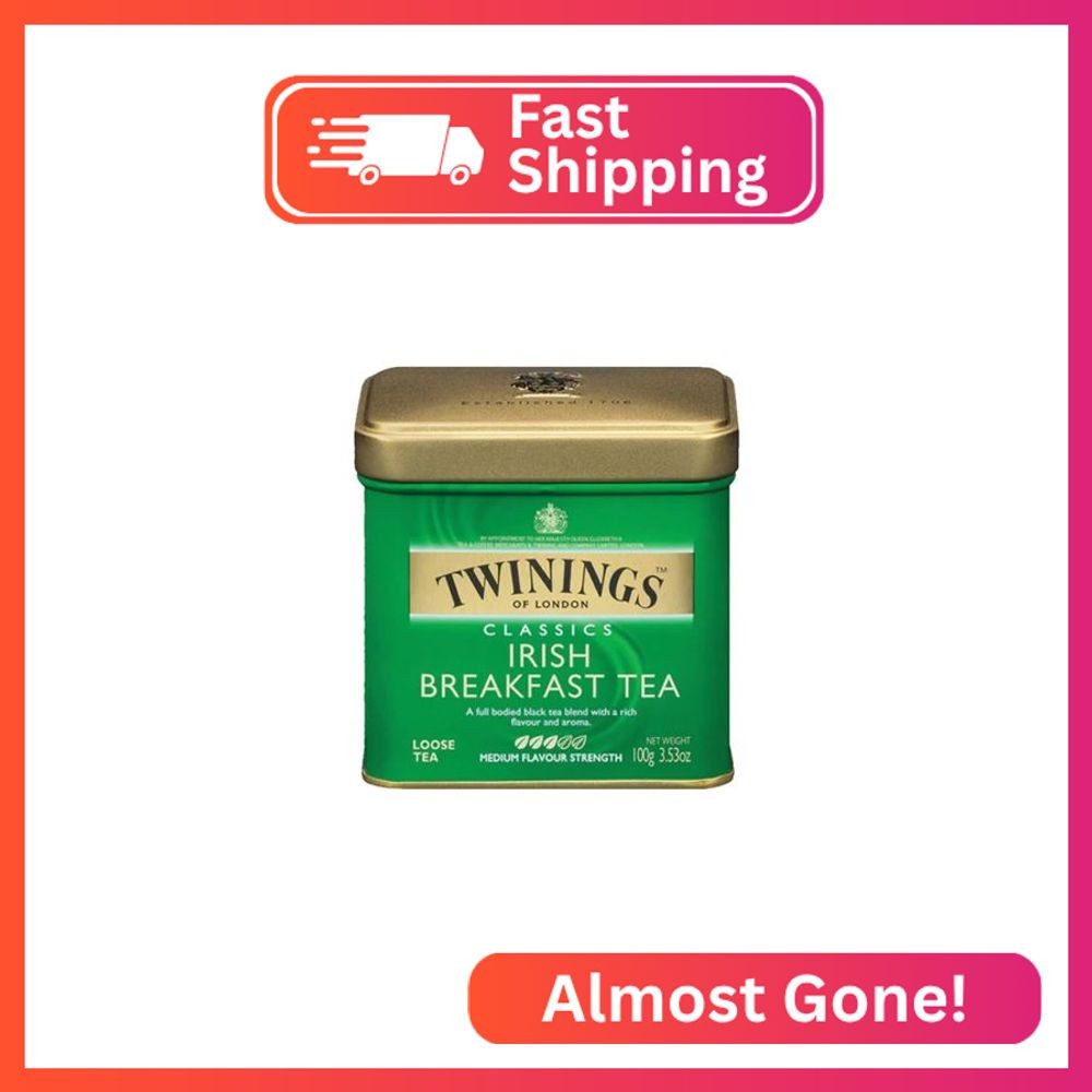 Twinings Irish Breakfast Loose Tea, 3.53 Ounce Tin (Pack of 1), Smooth, Flavourf