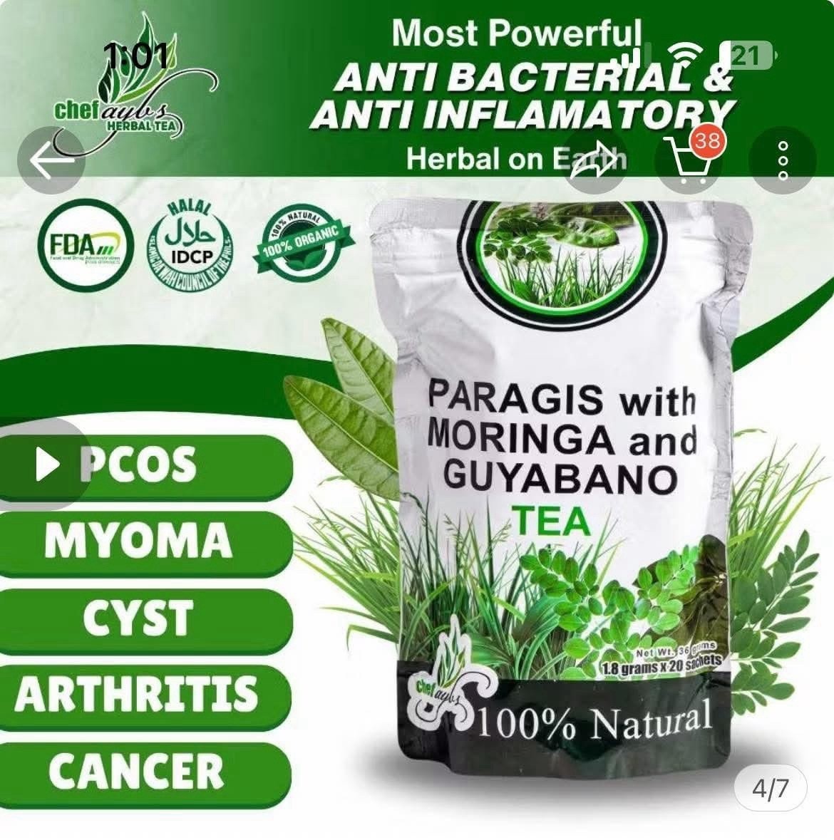 Chef Aybs Paragis Tea with Moringa & Guyabano Extract 3 In 1 (20 Tea bags)
