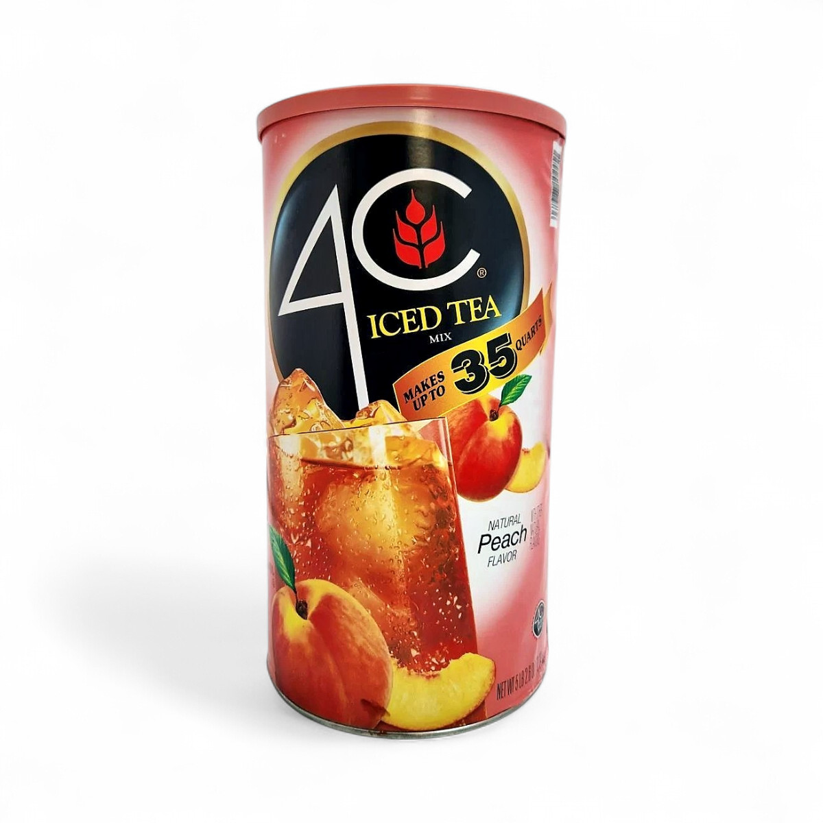 4C Instant Iced Tea Powder Drink Mix, Natural Peach Flavor – 35qt / 82.6 oz