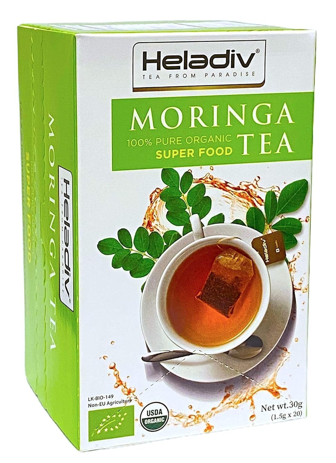 20 Count Caffeine-Free Moringa Tea Bags – Organic Energy & Stress Relief Blend