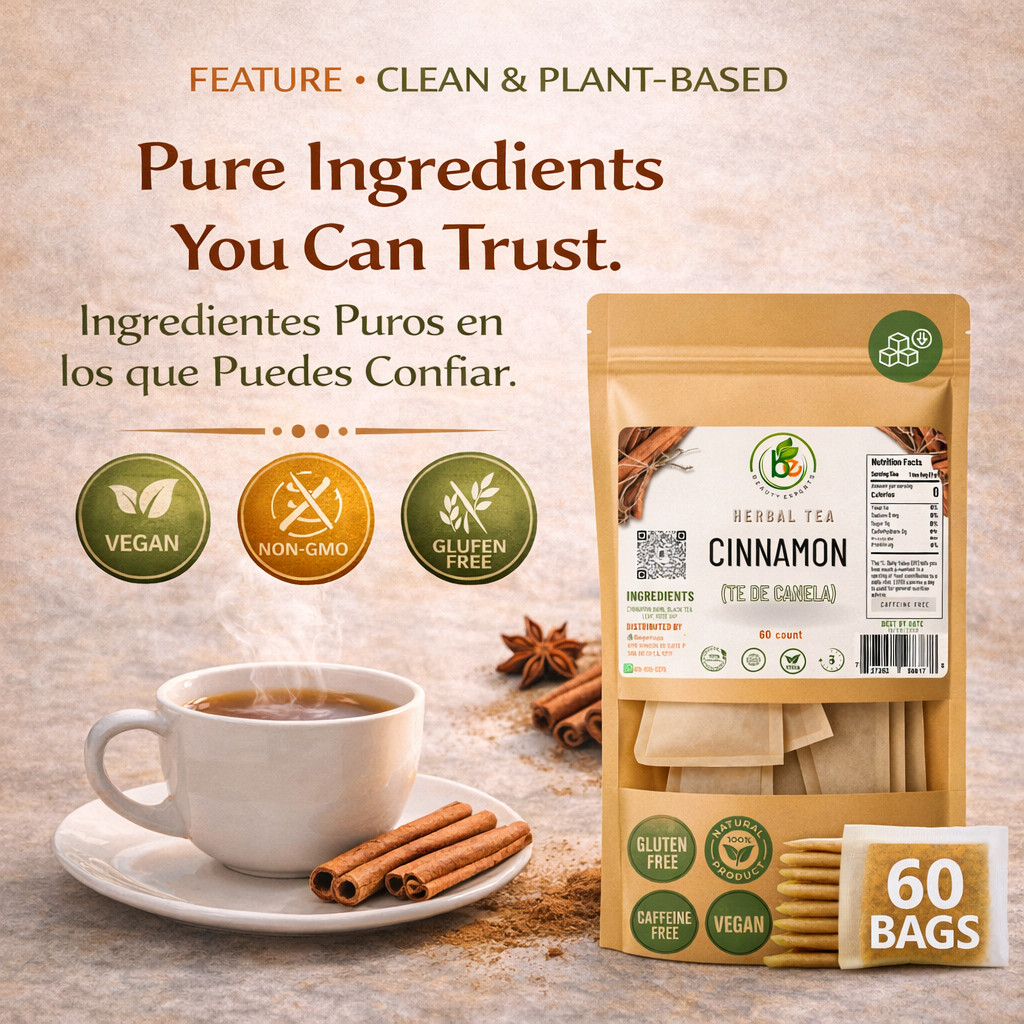 Canela Té (Cinnamon Tea) – 60 Tea Bags – 100% Natural, Vegan, Herbal – Gluten-Fr