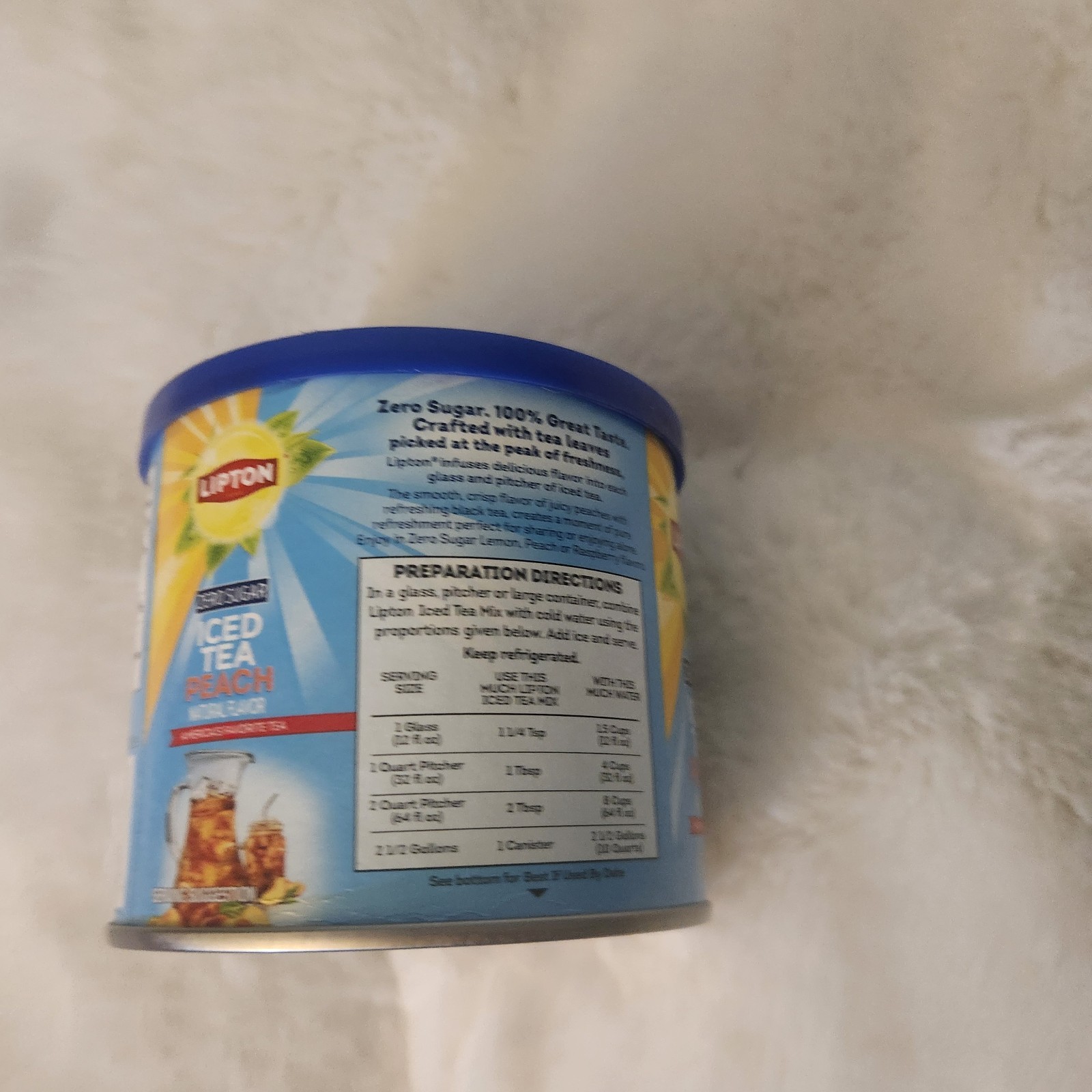 3 X Lipton ZERO SUGAR Peach Iced Tea Mix 2.9 oz Makes 10 Quarts 82g Free Ship