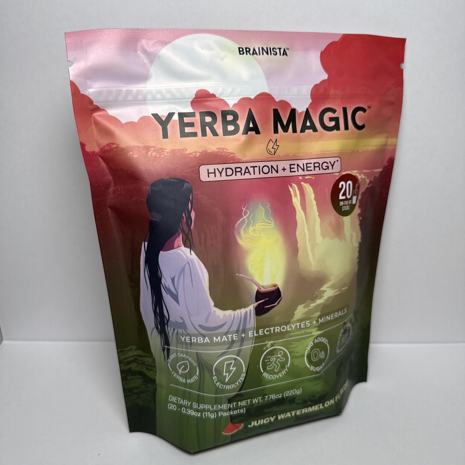 Brainista Yerba Mate Yerba Magic Tea Powder Electrolytes Mineral Watermelon 6/27