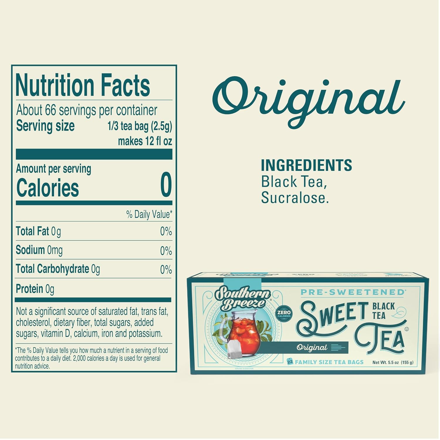 Sweet Tea Original Iced Tea, 22 Individually Wrapped Bags, Pack of 2