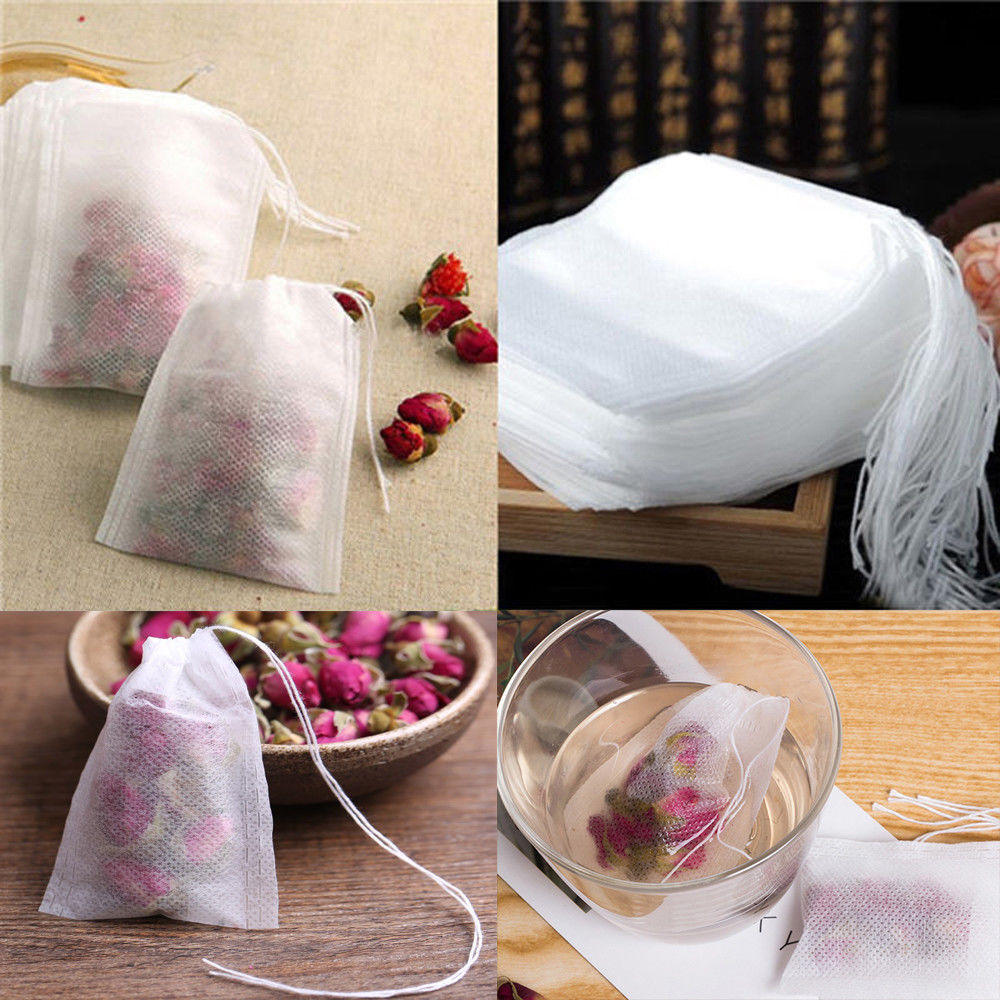 Empty Non-Woven Tea Filter Infuser Bags w/ Drawstring Heat Seal Filter Fabric