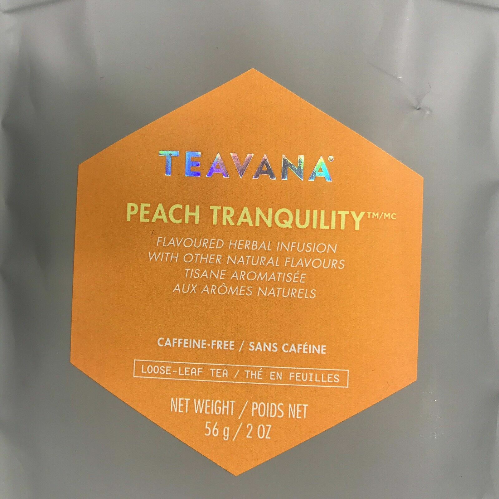 🍑🌈 🍑 NEW! 2 OZ TEAVANA PEACH TRANQUILITY HERBAL FACTORY SEALED TEA & TIN 🌈🍑