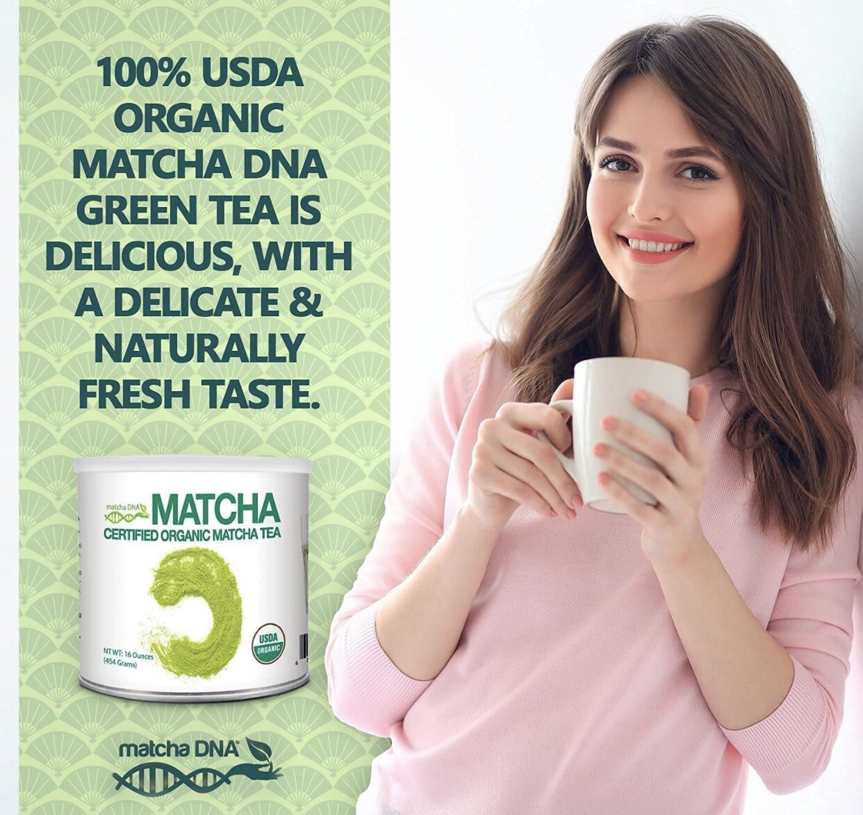 Matcha DNA Organic Matcha Green Tea Powder Unsweetened 100% Natural 1LB