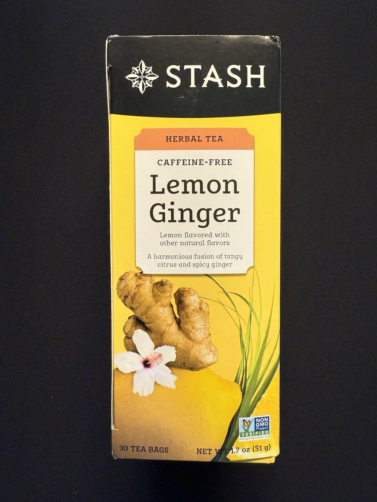STASH TEA Lemon Ginger Tea. Caffeine Free. Herbal Tea 1 box = 30 tea bags