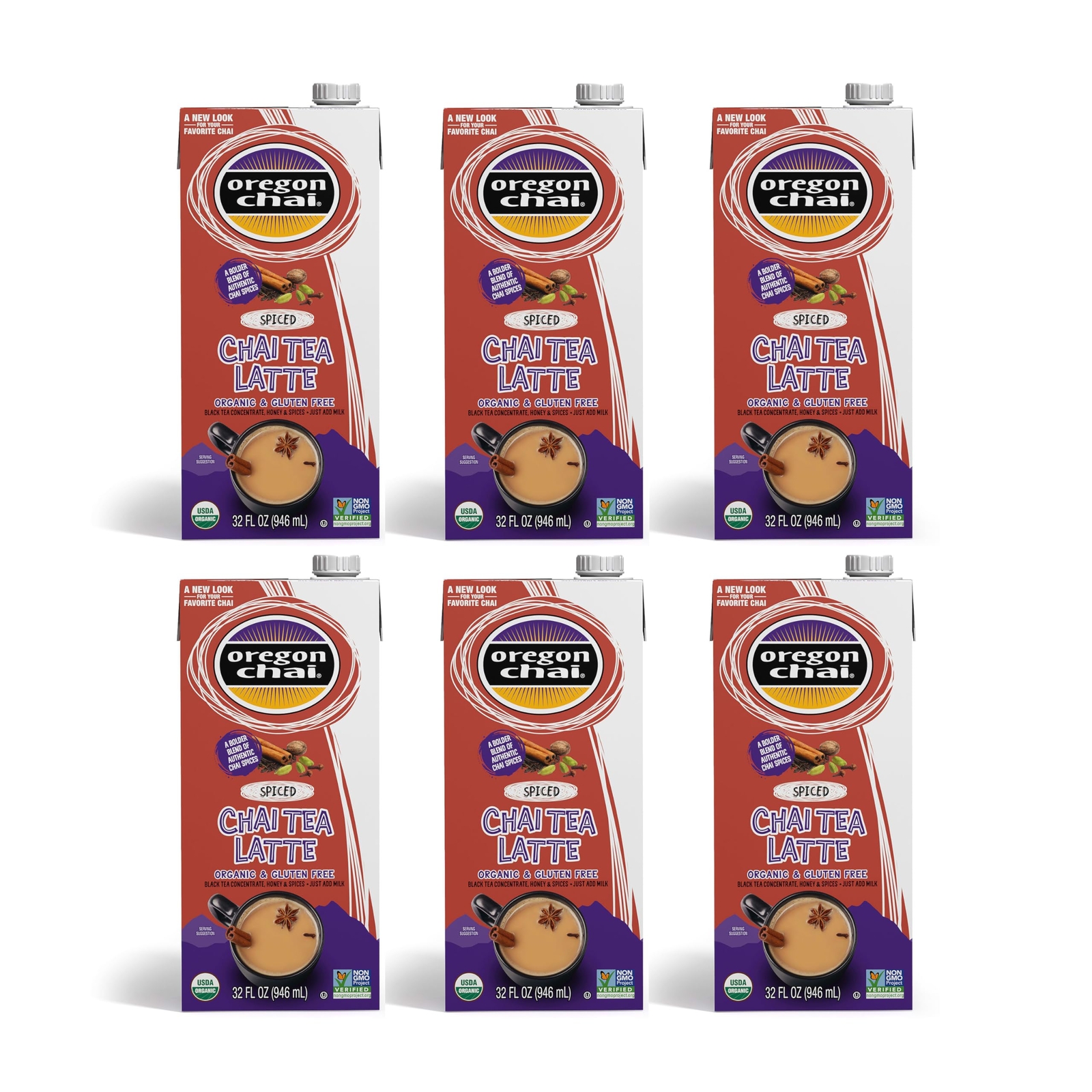 6-Pack Oregon Chai Spiced Chai Tea Latte Concentrate Organic & Gluten Free 3…