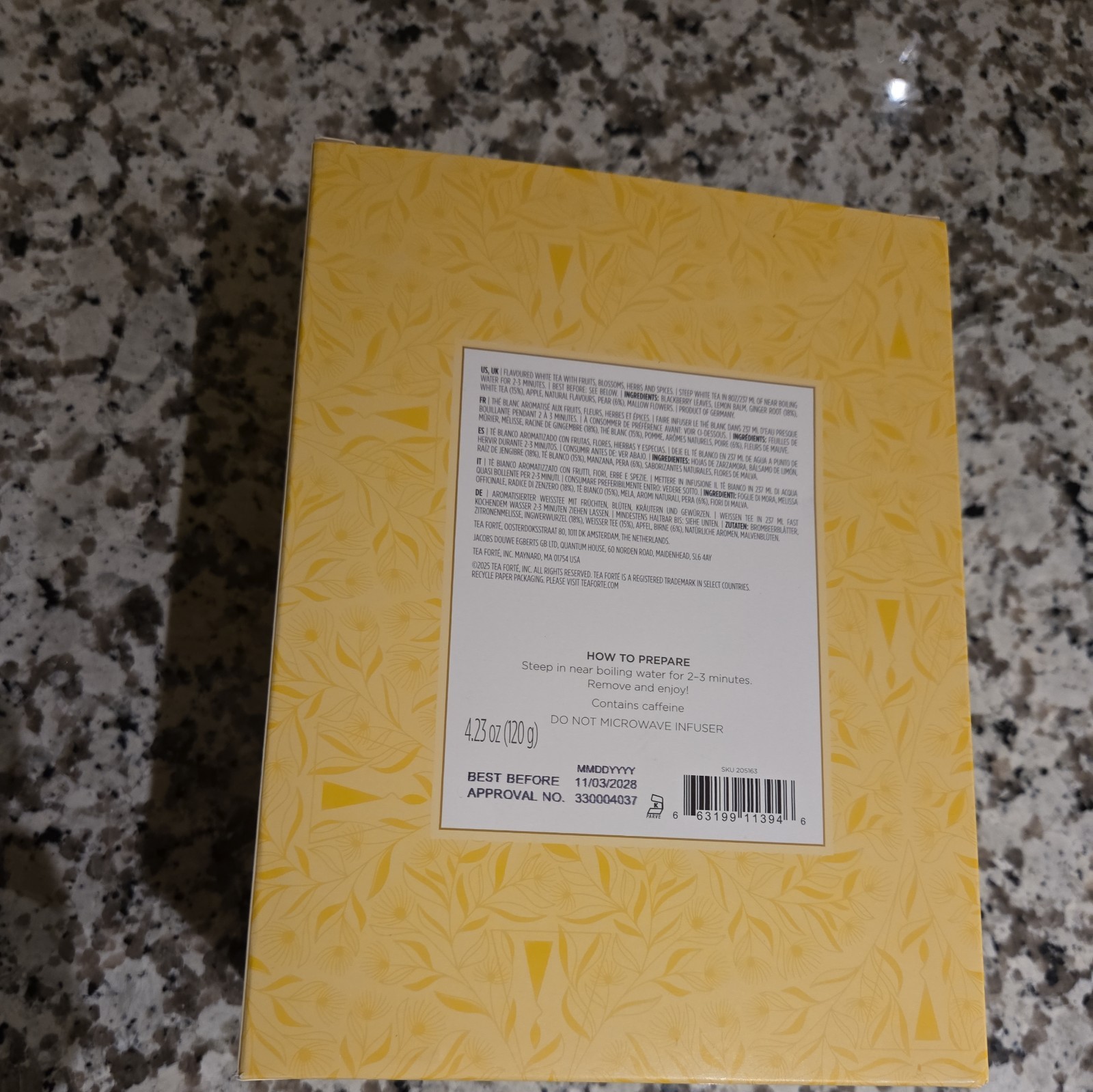 Tea Forte White Ginger Pear 40 Pyramid Infusers White Tea Bags Event Box