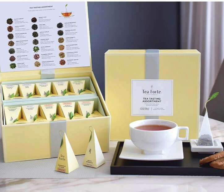Tea Forté, Large “Tasting Assortment” Tea Chest Gift Box of 40 Gourmet Teas