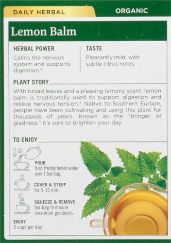 Traditional Medicinals Organic Lemon Balm Tea, 16 Tea Bags