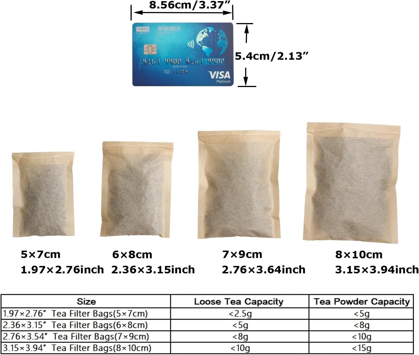 100pcs Disposable Tea Bags for Loose Tea Small Empty Tea Bag with Wood Pulp Mate