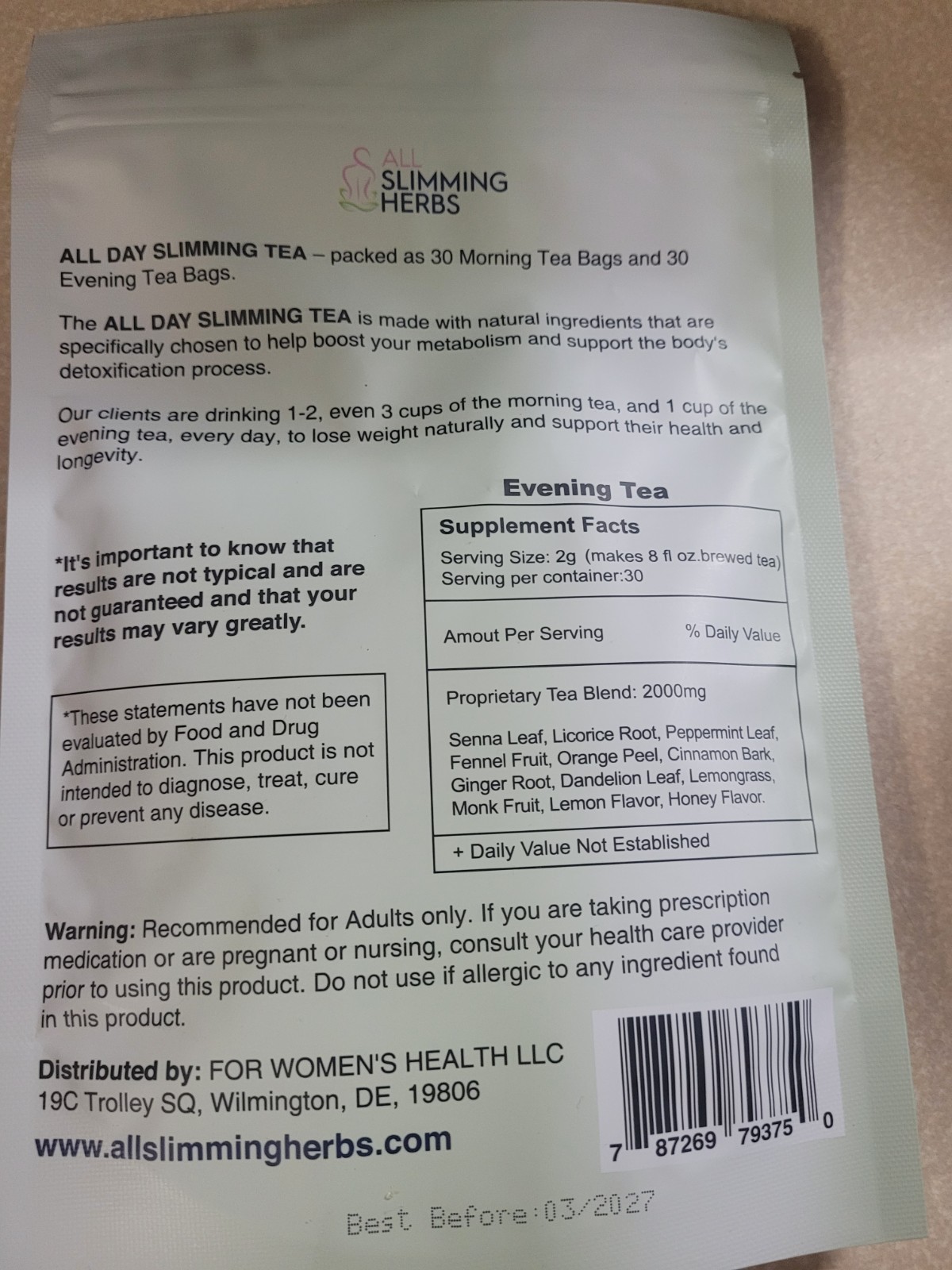 All Day Slimming Tea Evening Detox for Restful Sleep/Digestion/Detoxification (A