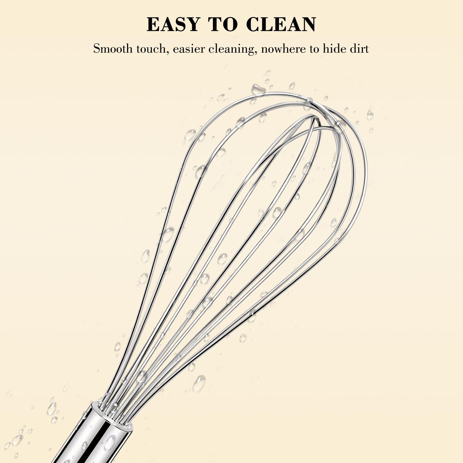 NileHome Stainless Steel Whisk Set 8″ 10″ 12″ Kitchen 3 P, Silver-8″10″12″