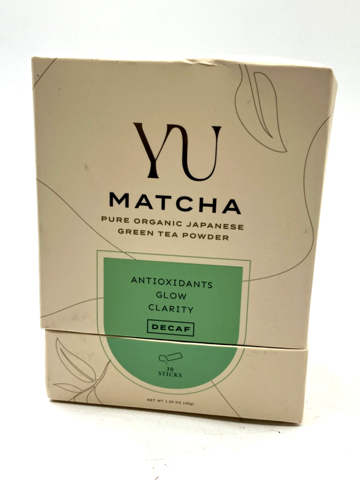 30 Sticks Yu Tea Organic Decaf Matcha Powder Ceremonial Grade Instant Packets