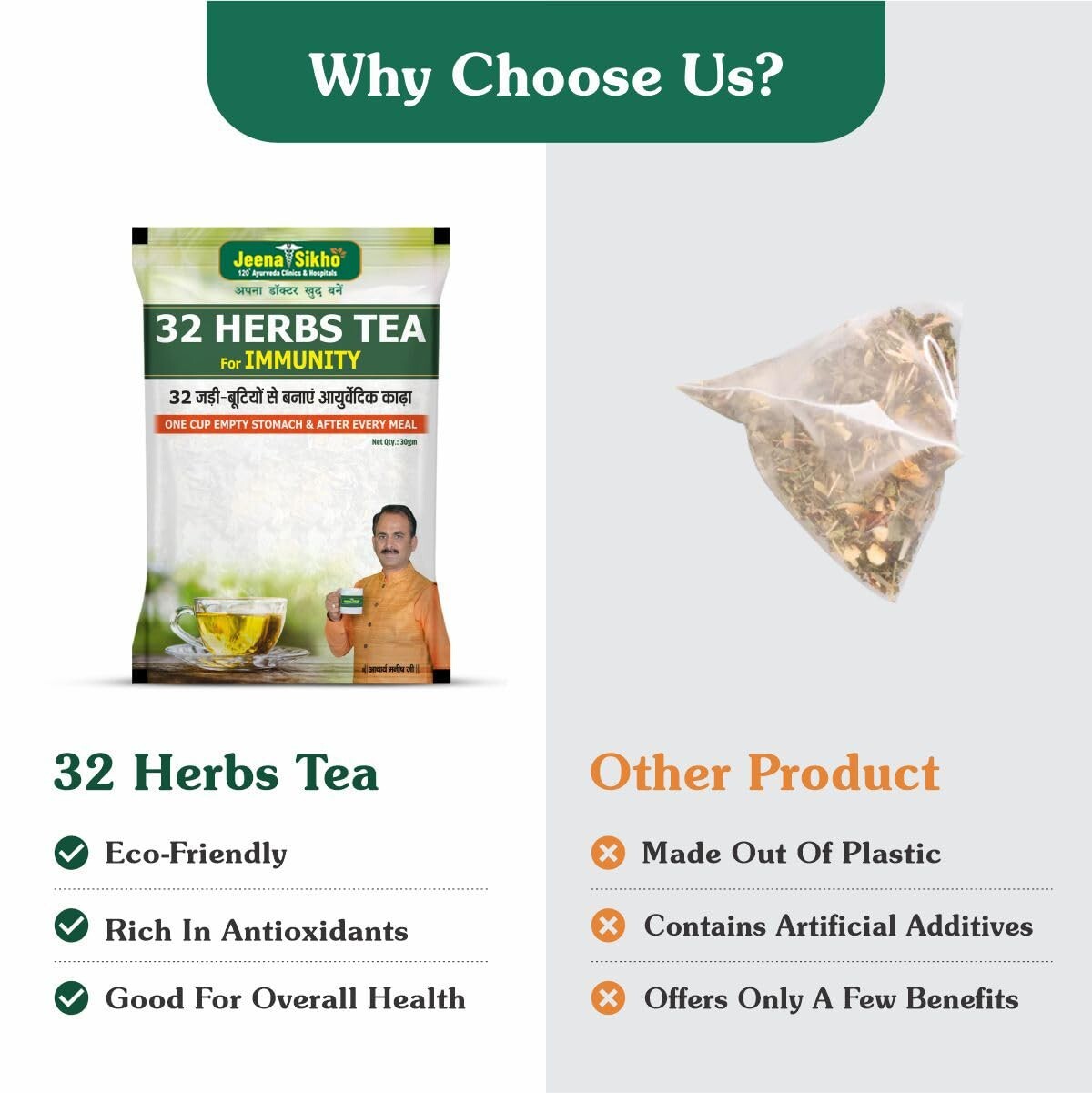 Jeena Sikho 32 Herbs Tea | Ayurvedic Kadha to Improve Digestion (30g, Pack of 2)