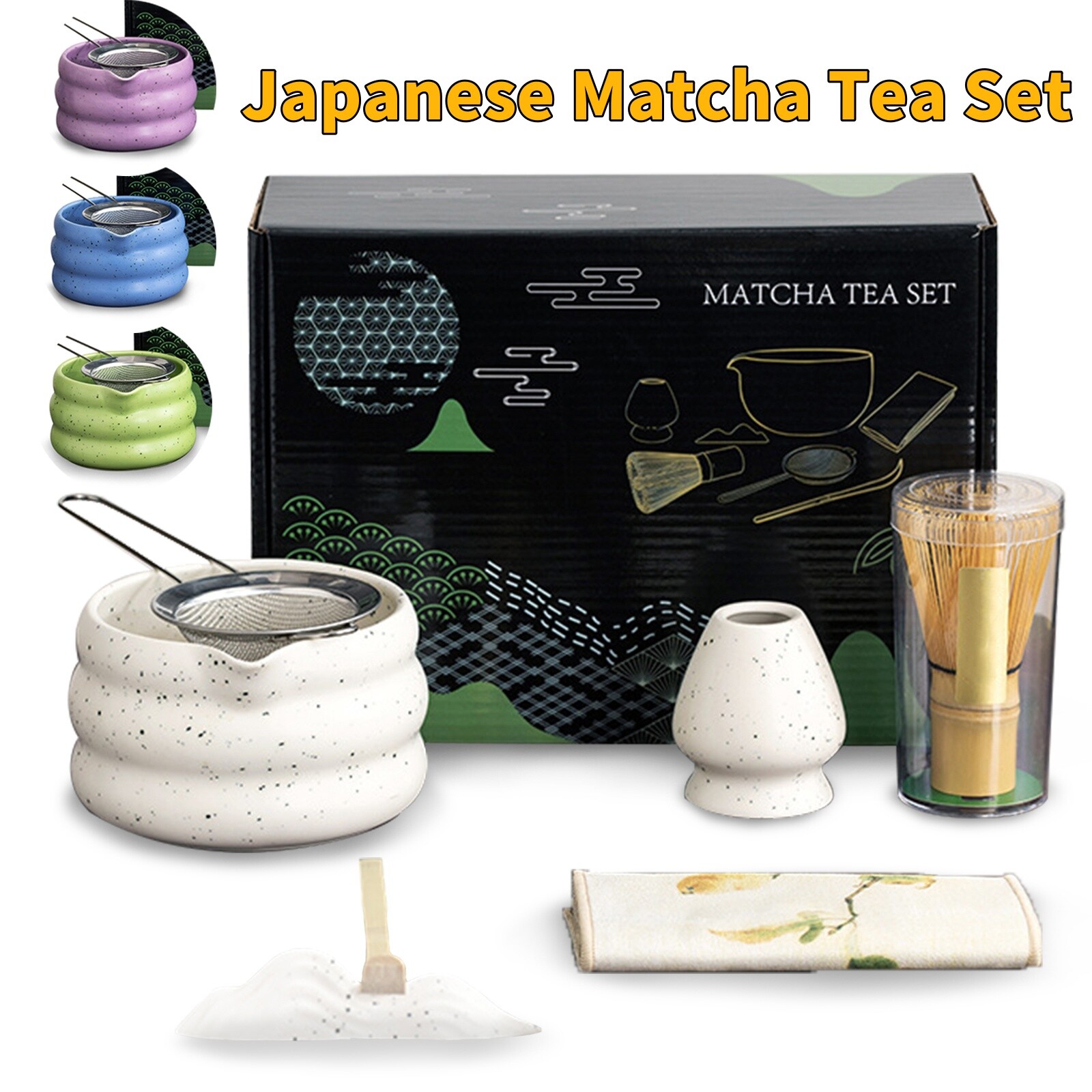 7PCS Bamboo Matcha Whisk Set Gifts Matcha Whisk Traditional Scoop Tea Spoon Bowl