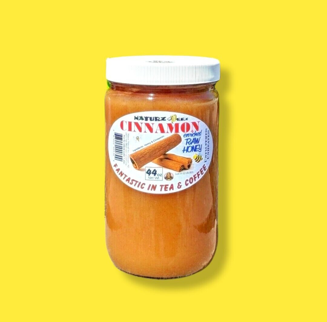 2 Jars RAW HONEY with CINNAMON 5.5 Lbs / 88oz / 2.5kg 100% RAW UNFILTERED USA