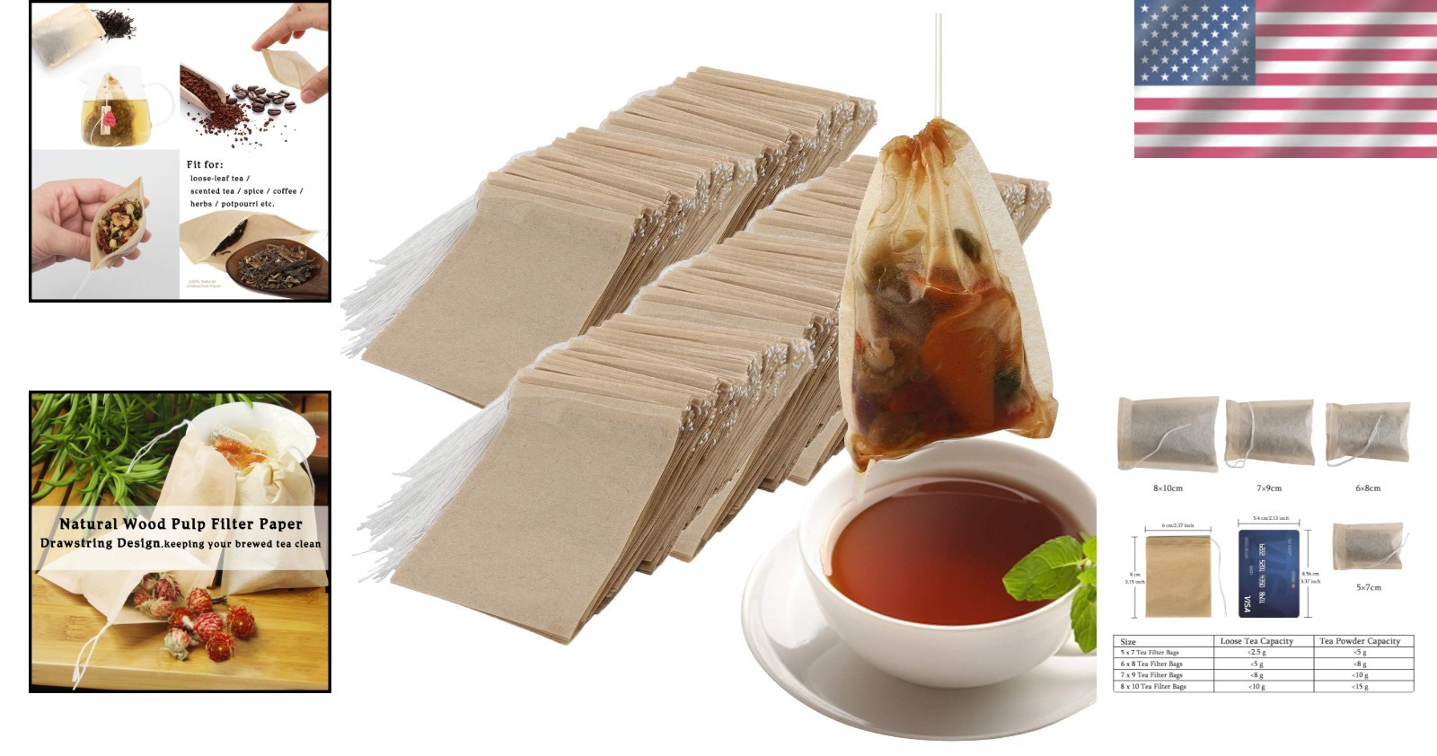 Versatile 600 Pack of Natural Disposable Tea Bags for Loose Leaf Tea Brewing