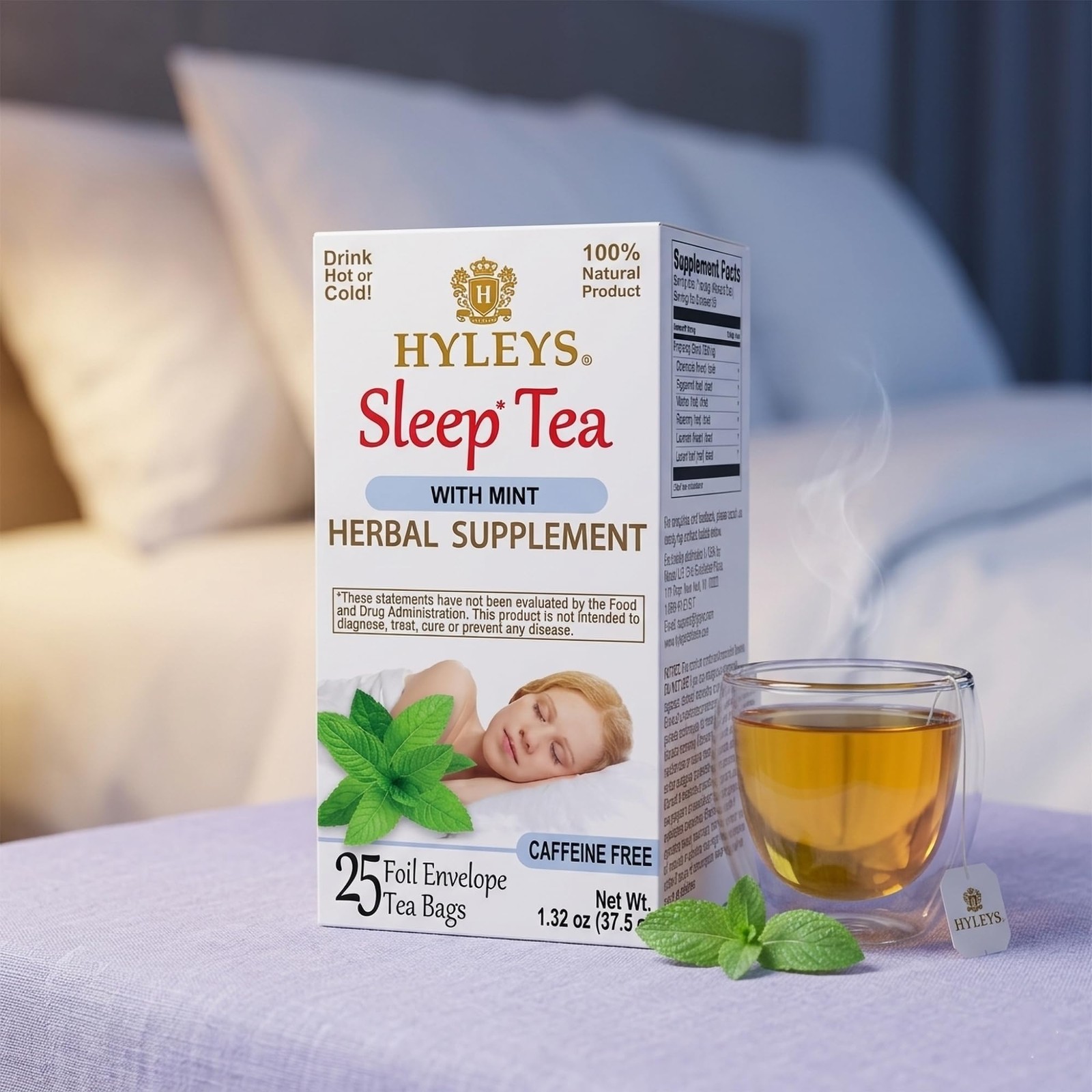 HYLEYS Sleep Tea with Mint, Valerian Root and Chamomile, 25 Count (Pack of 1)