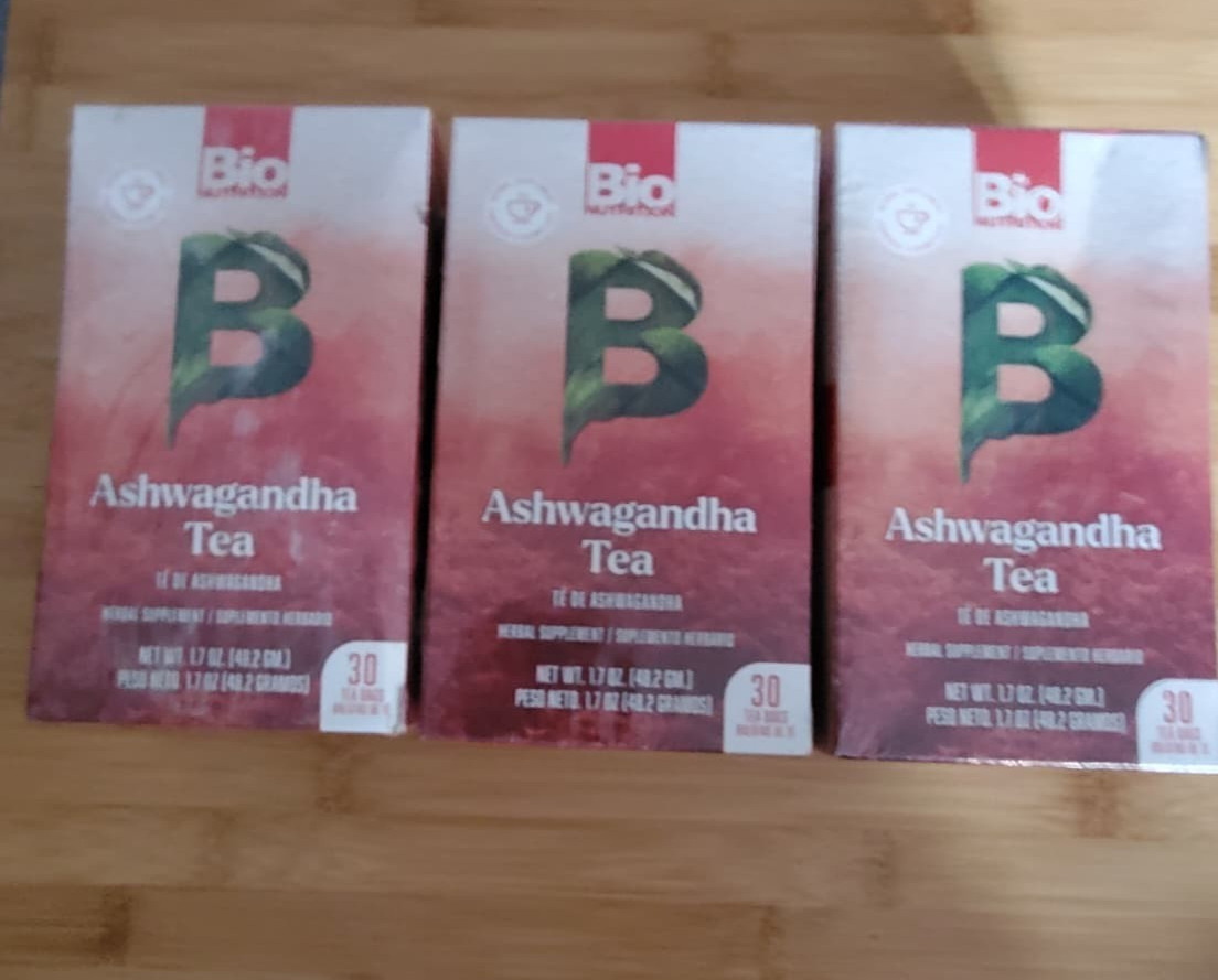 Bio Nutrition Ashwagandha Tea 30 Bags x3 Caffeine Free Exp 11/2026