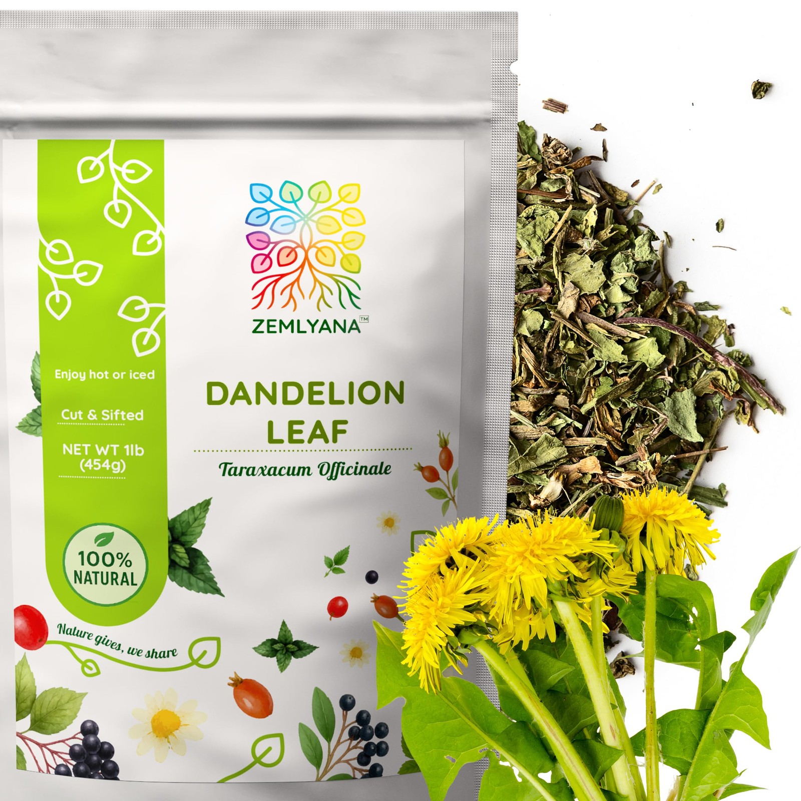 Natural Dandelion Leaf Herb Tea – Cut and Sifted Dried Leaves – Loose Herbal …