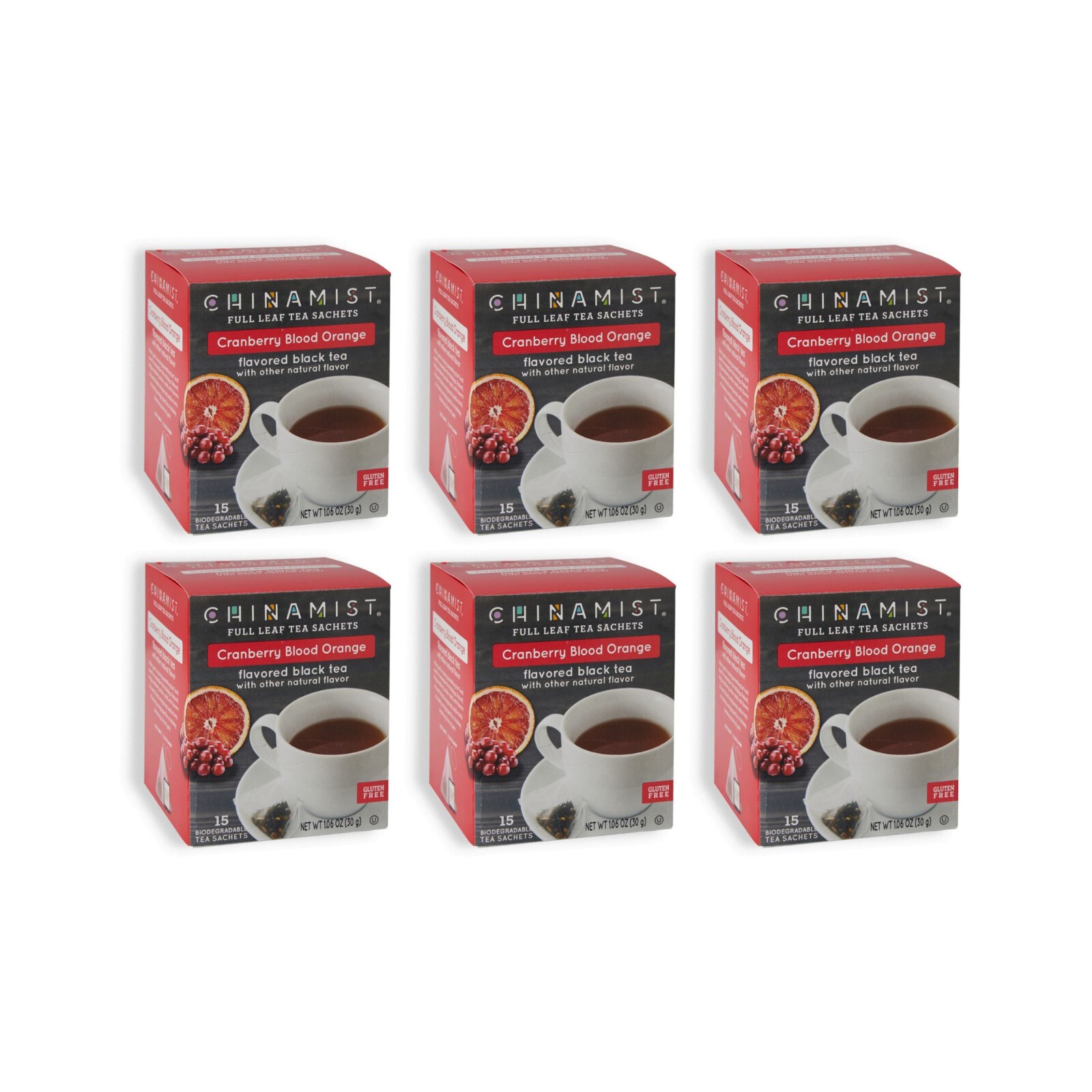 China Mist Flavored Black Tea, Cranberry Blood Orange, 6/15 count boxes