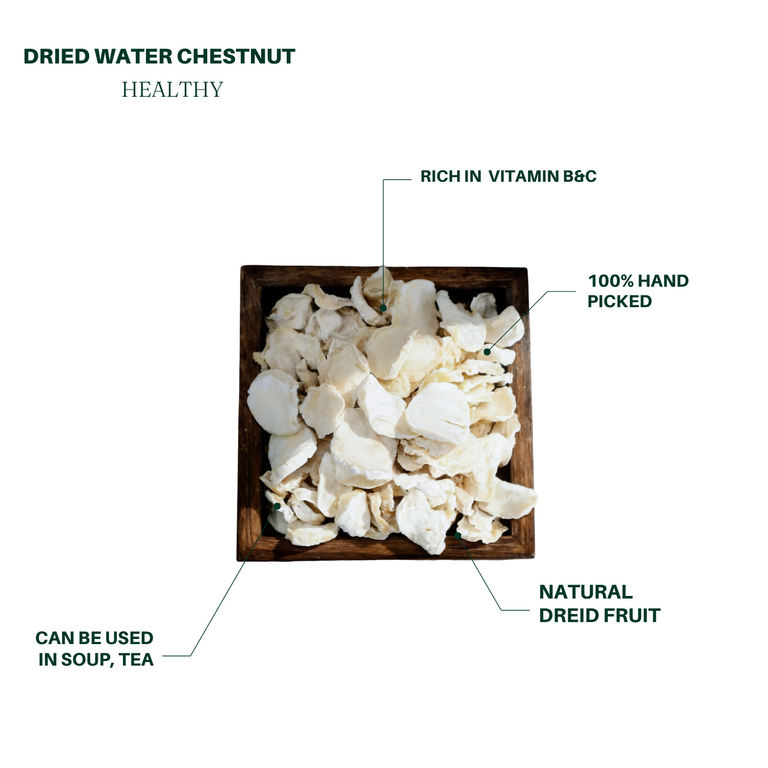 Dried Water Chestnut, 340g, Dried fruits, Natural sweet, no sugar added 九龍堂 马蹄干