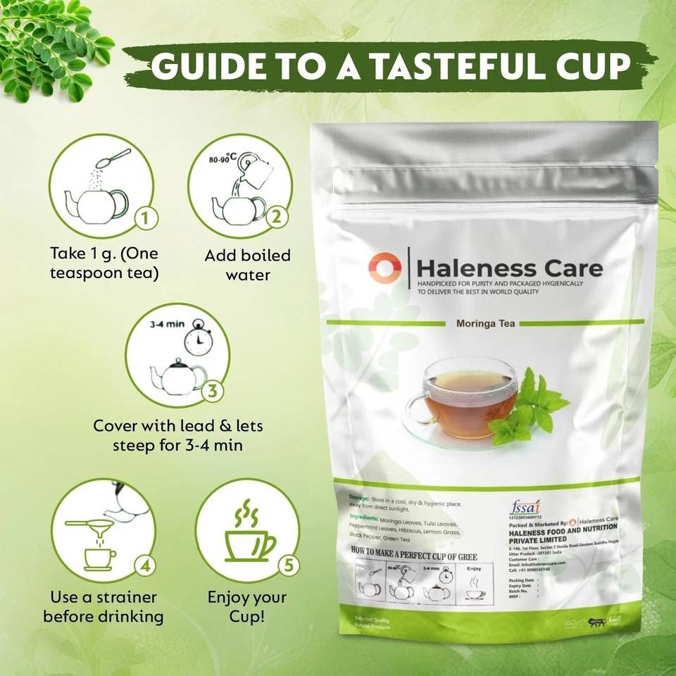 Moringa Herbal Tea 100% Natural Ayurvedic Detox & Immunity Booster Pack of 60g,