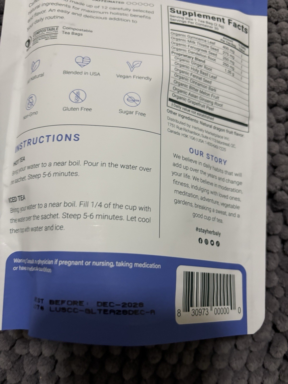 Herbly Glucose Functional Blood Sugar Support Tea 30 Pyramid Bags