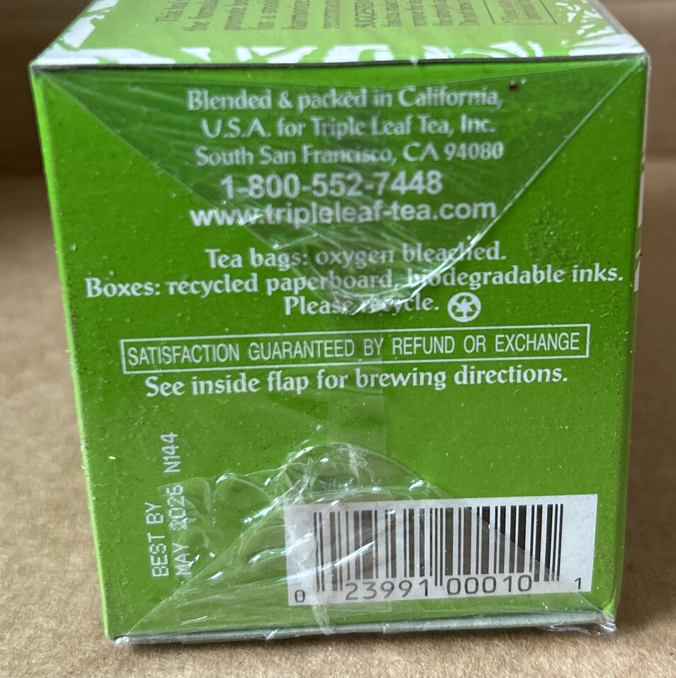 6x Triple Leaf Tea Diet Green Herbal Tea. Decaffeinated. Best By 05/2026
