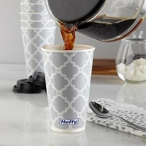Disposable Hot Cups with Lids, Insulated Paper Coffee Cups for Tea, Cocoa and