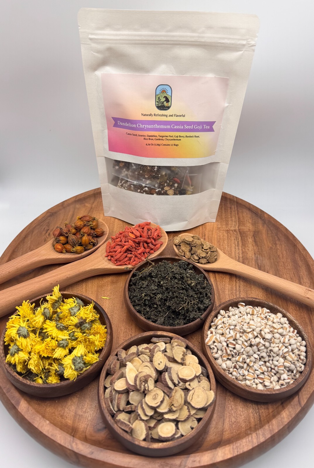 Dandelion Wolfberry Tea 120g, 9-Herb Blend, Liver Kidney Support, Caffeine-Free