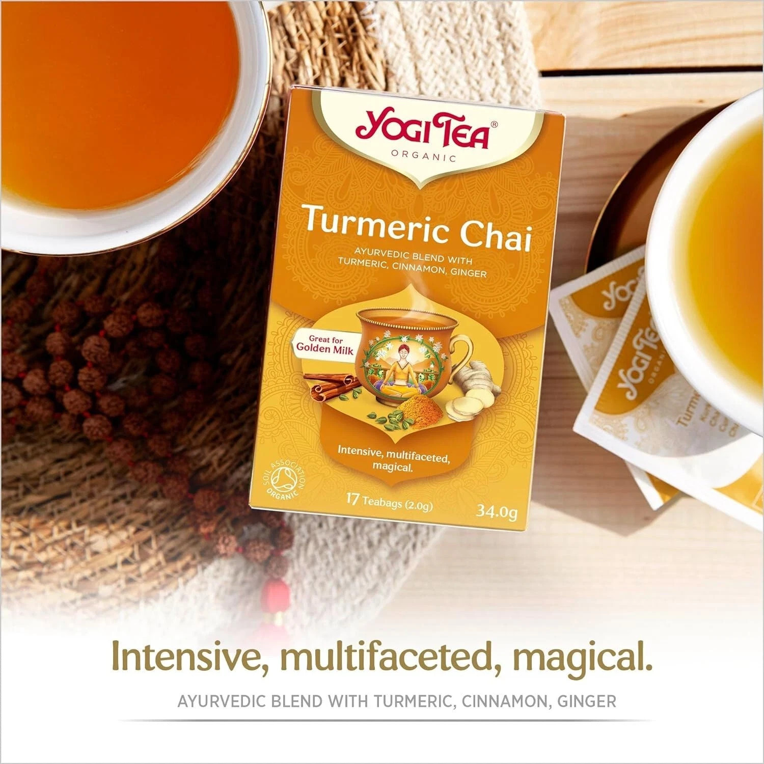 Yogi Tea Turmeric Chai Organic Cinnamon & Ginger 17 Bags 34g Spice (Pack Of 4)