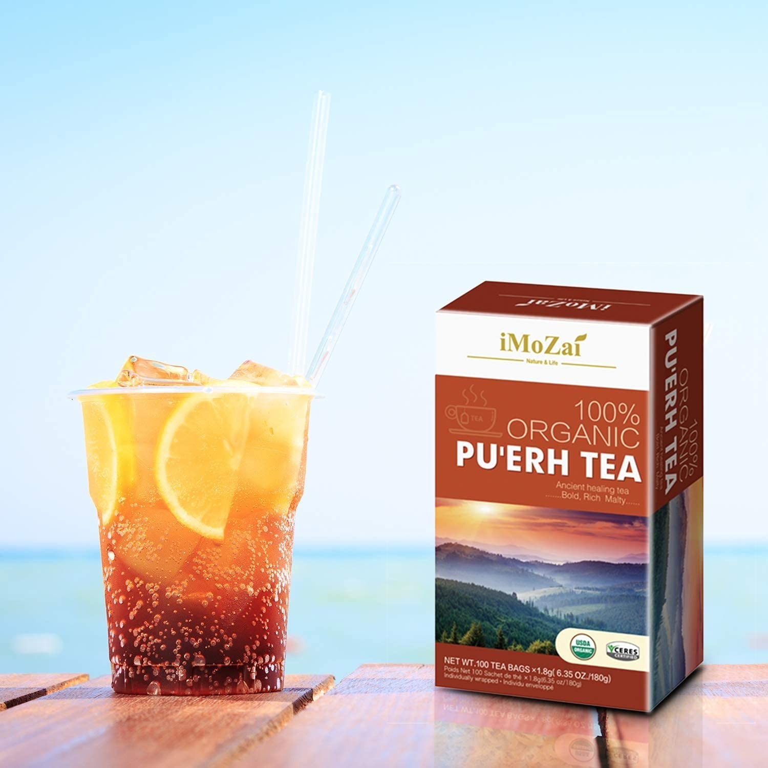 Organic Puerh Tea Bags 100 Count Individually Wrapped Free Shipping