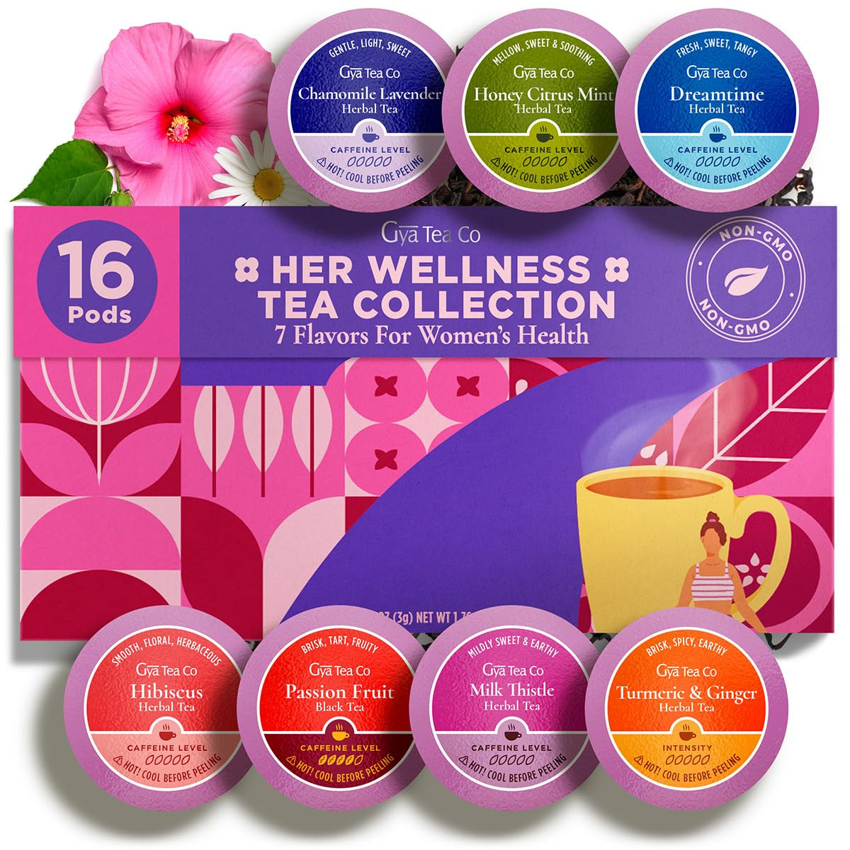 Her Wellness Tea Pod Collection Gift Set (16 Count) – Different Flavors Assorted