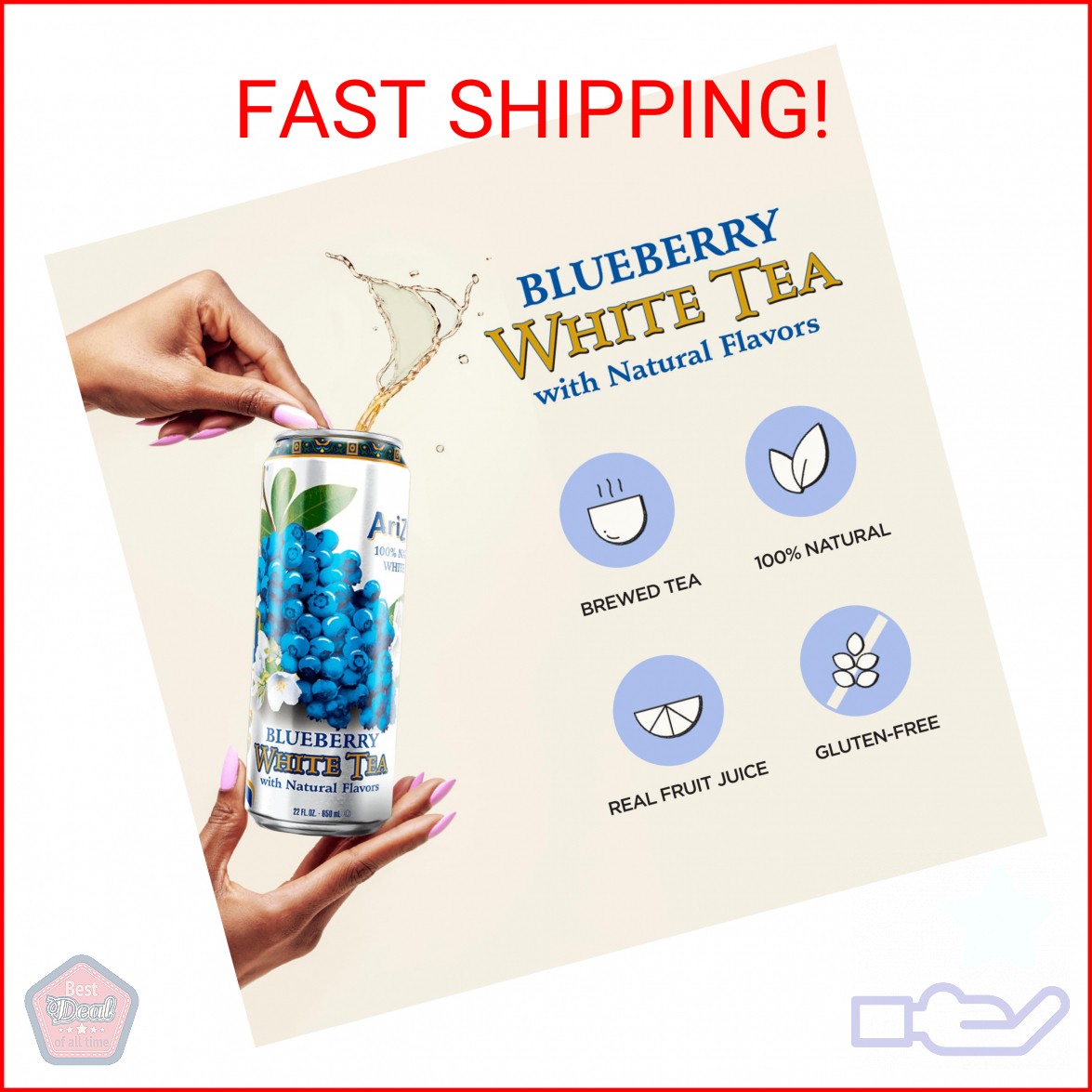 AriZona Blueberry White Tea – Big Can, 22 Fl Oz (Pack of 12)