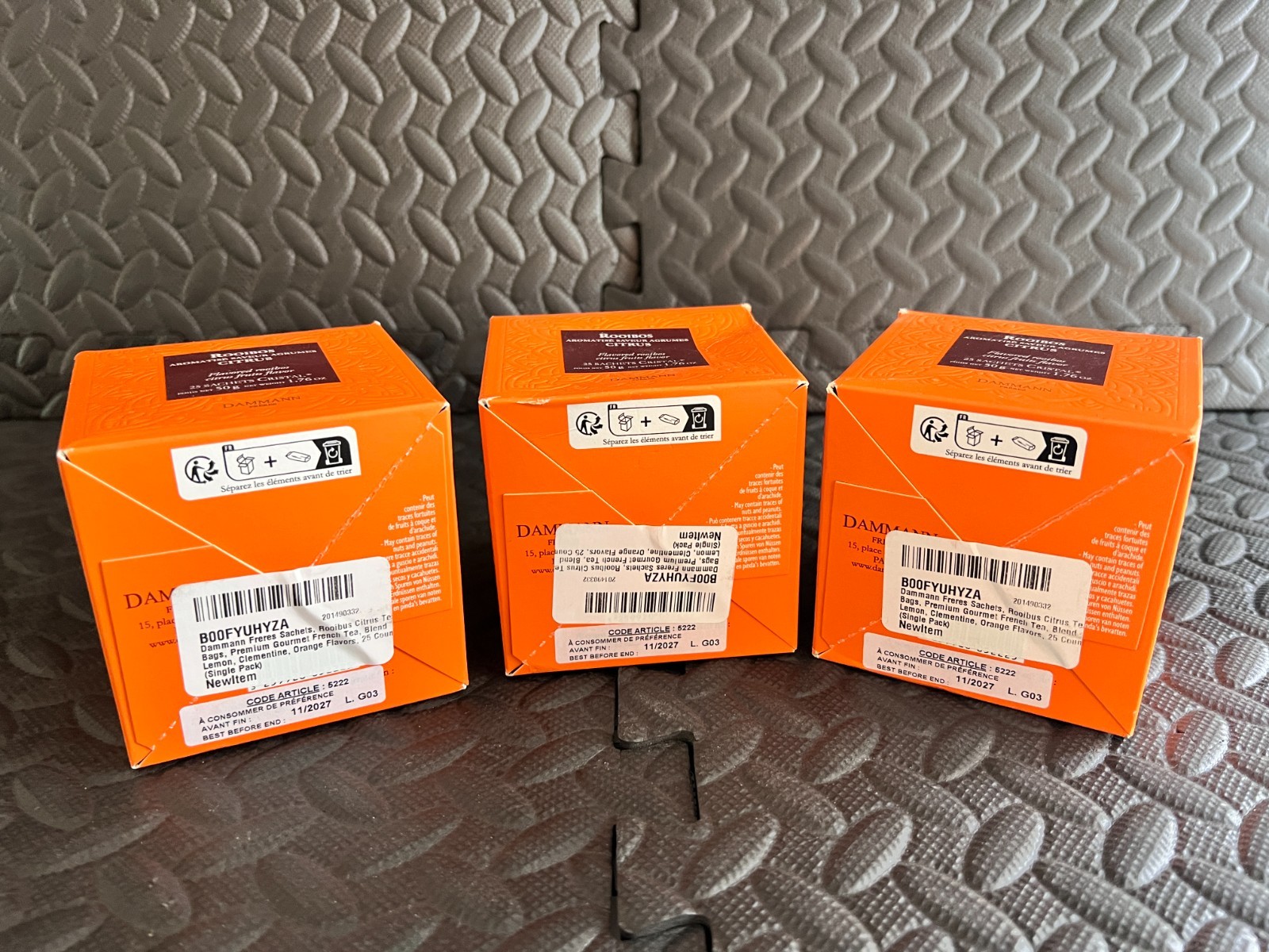 3x Dammann Freres Sachets Rooibus Citrus Premium Gourmet French 25 Tea Bags BOX